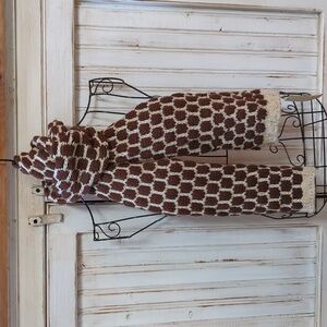 Inuerni, brown and cream wool blend scarf